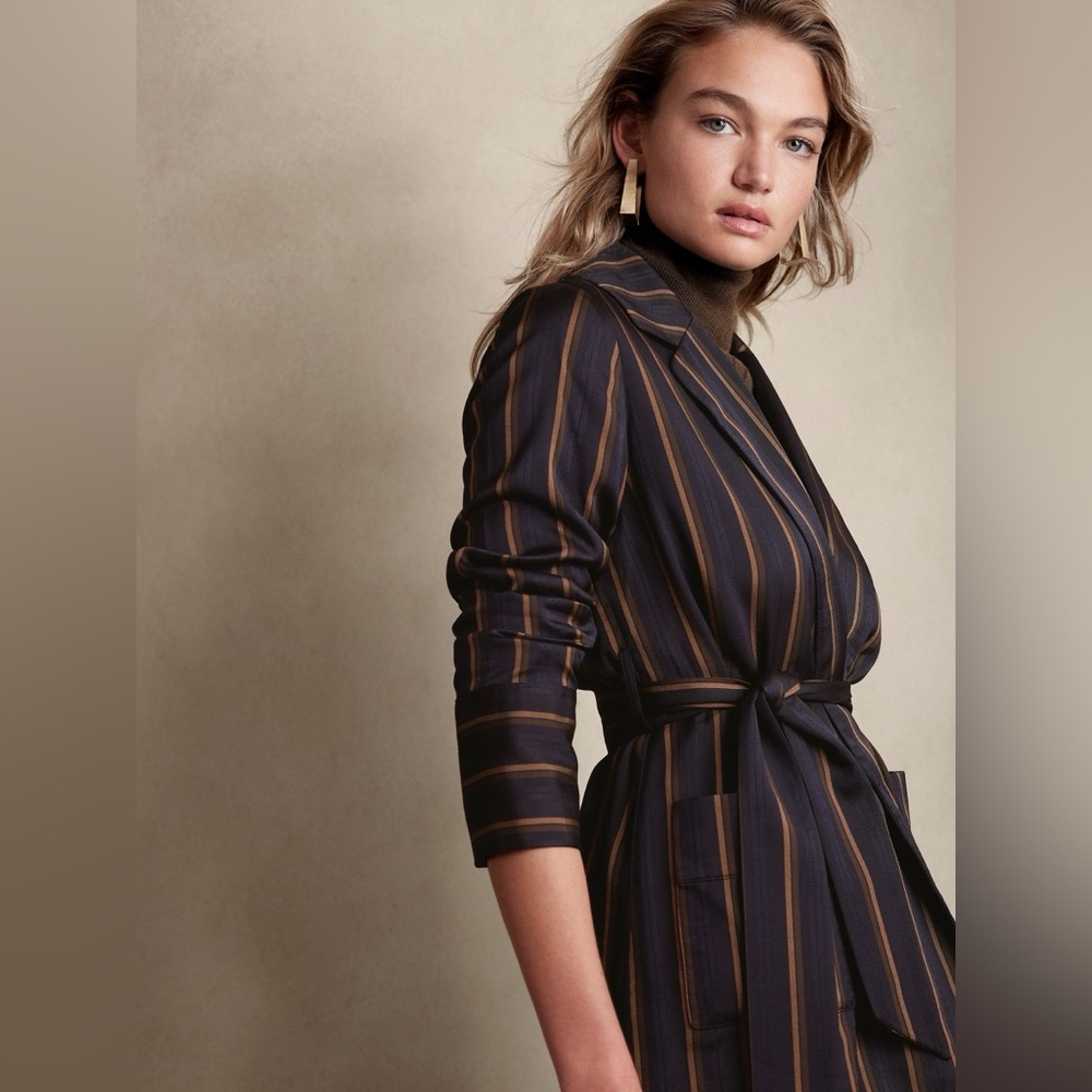 Banana Republic Navy & Gold Striped SPENCER SUIT JACKET Blazer Size XS NWT $230